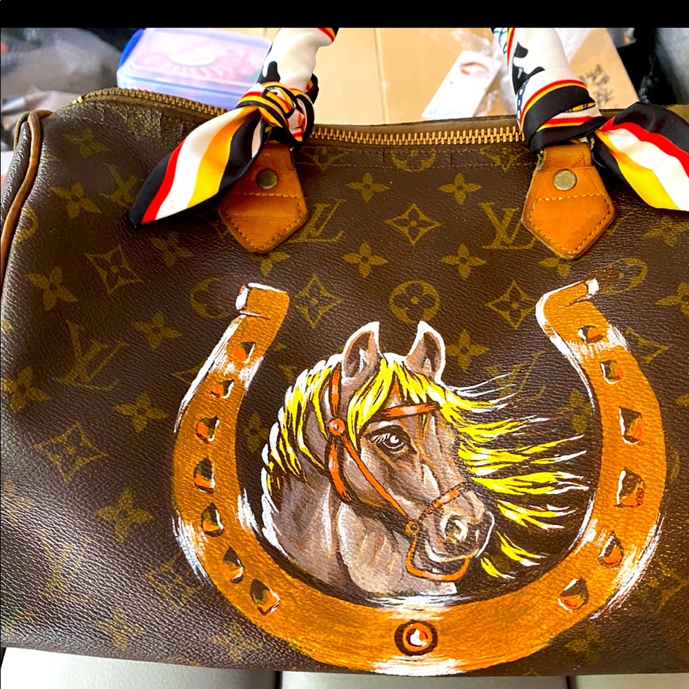 Hand painted Authentic Louis Vuitton handbag